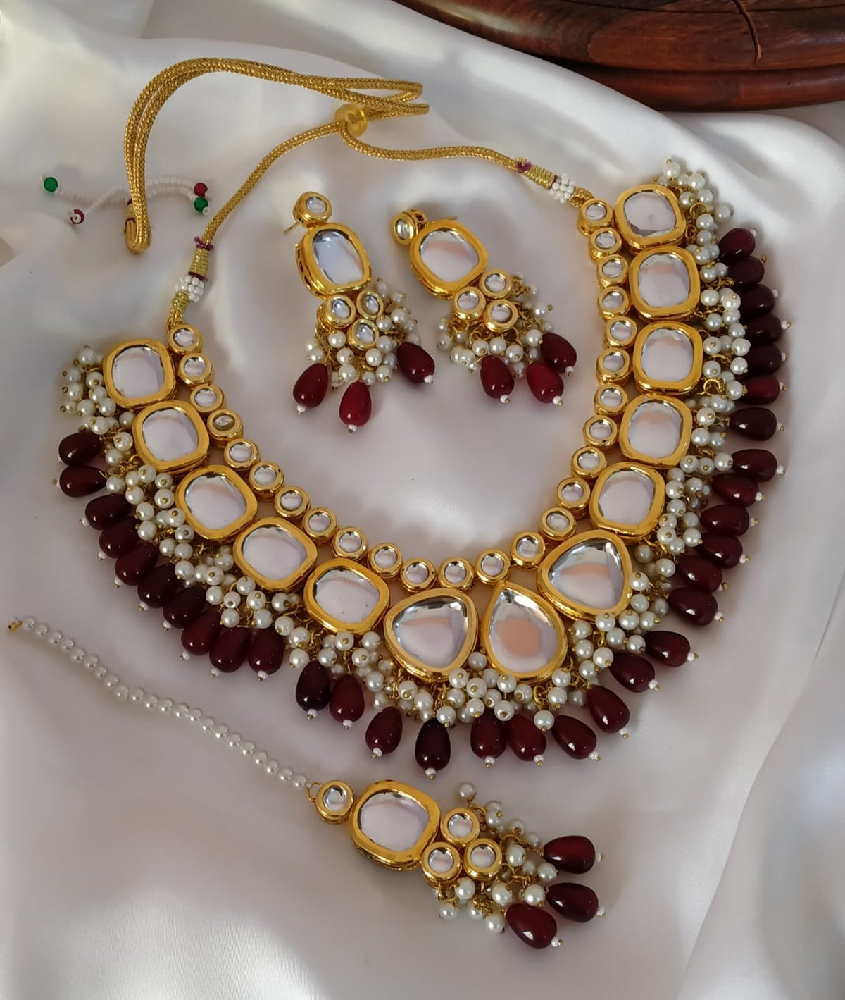 Indian original jaipuri kundan necklace set with teeka💞