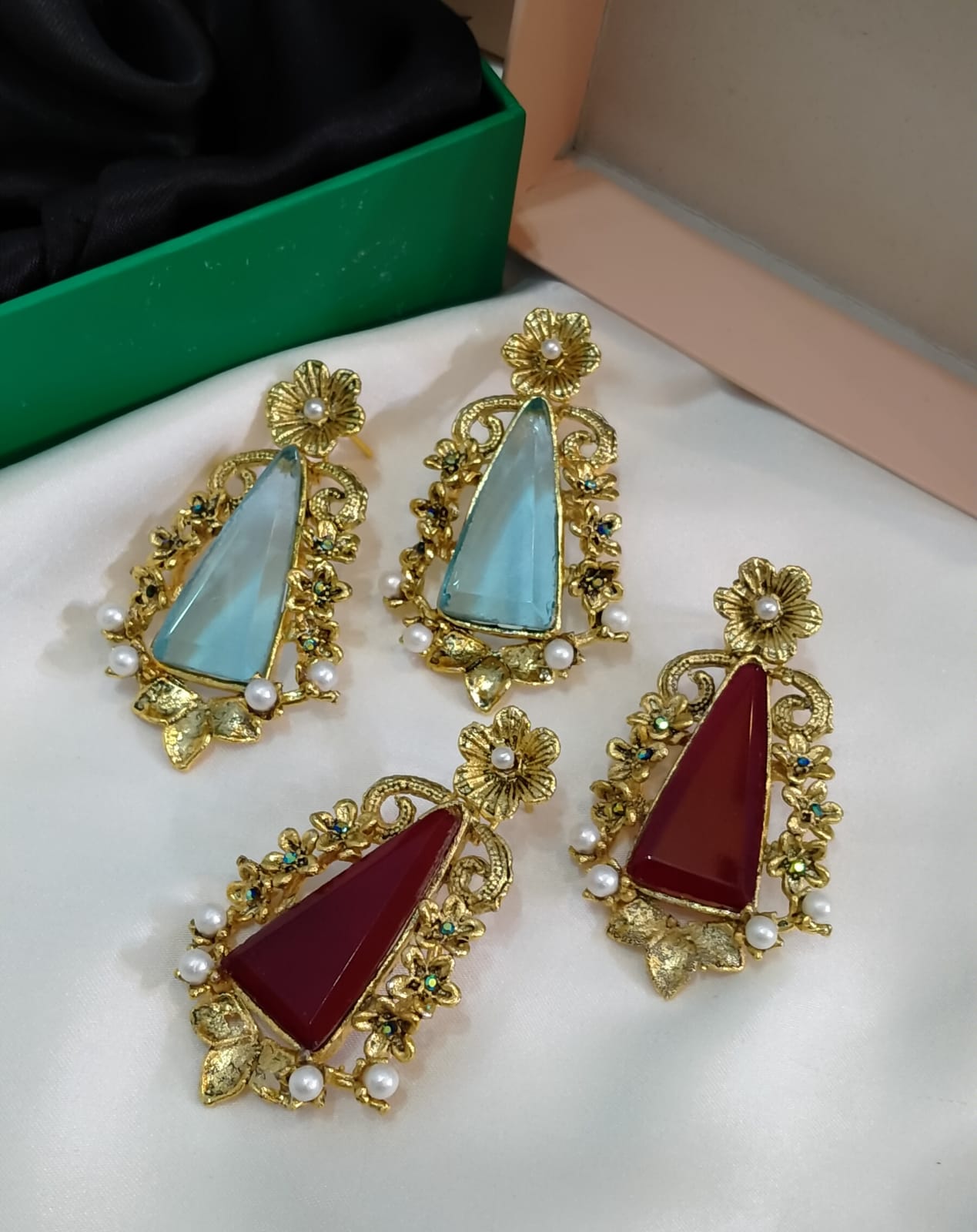Handmade doubleted stone earrings