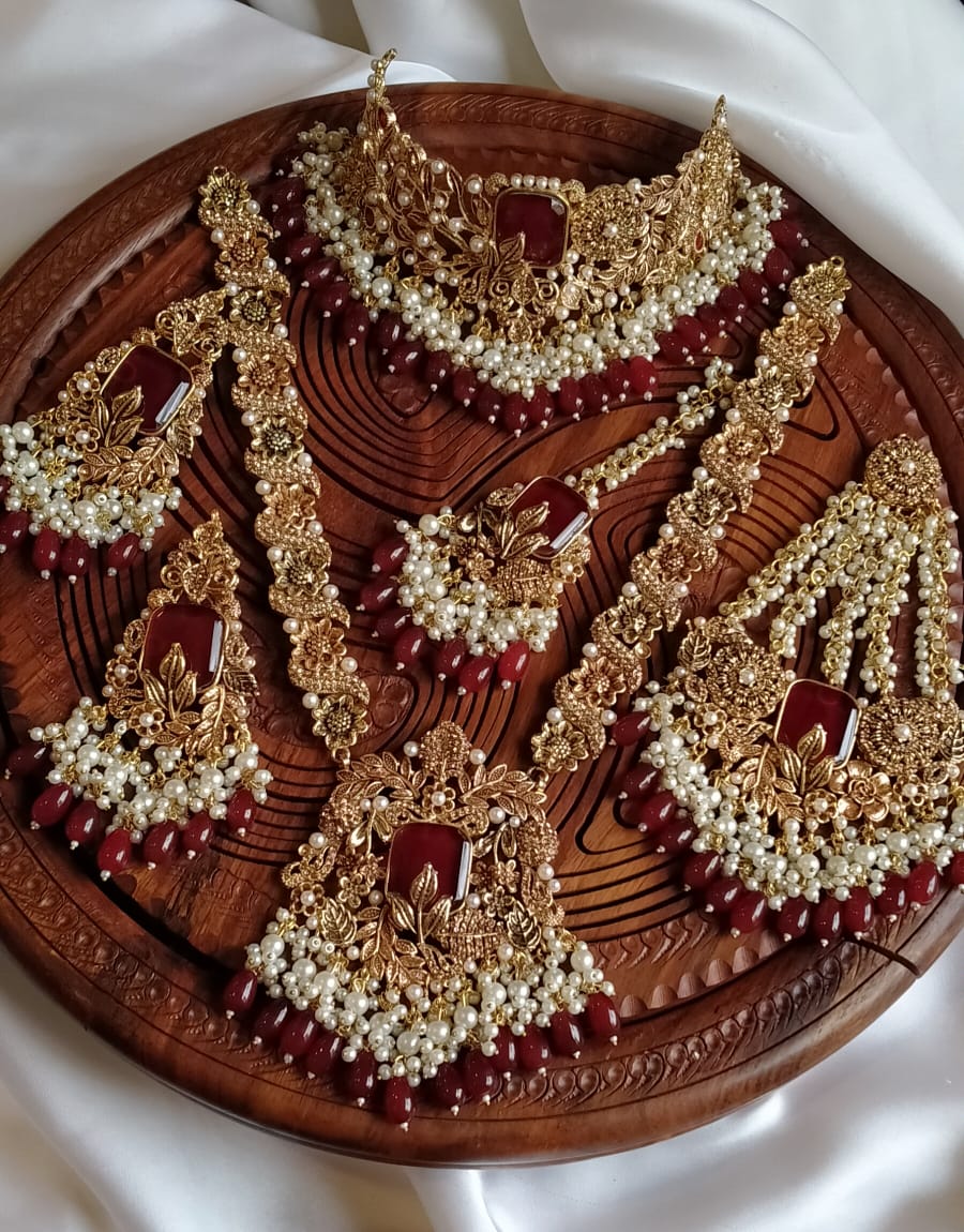 Designer collection hand made complete bridal set with maala